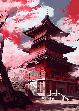 Red Japanese Temple