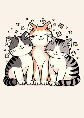 Purrfect Trio three cats