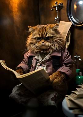 Fat Cat Toilet Newspaper