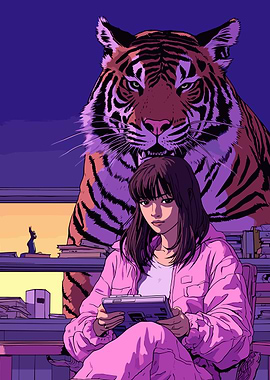 Girl Tiger Retro Pink