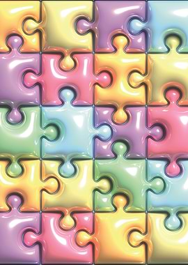 Puzzle pieces 3d puffy