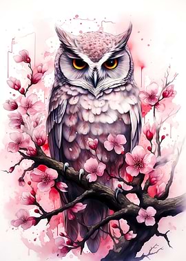 Cherry Blossom Owl