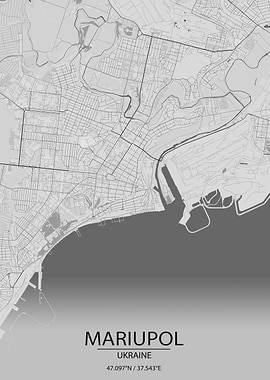 Mariupol UA Light Grey Map
