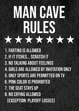 MAN CAVE RULES BLACK
