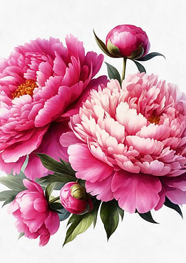 Pink peonies Watercolor