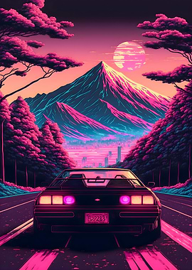 Synthwave car in Motion