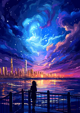 New York Harbor Girl Pixel