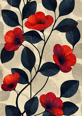 Vintage Red Poppies