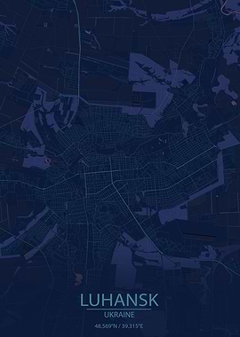 Luhansk Ukraine Blue Map