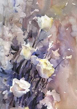 White roses bouquet art