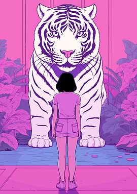Pink Retro Tiger Girl