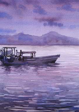 Lake Atitlan Boats art