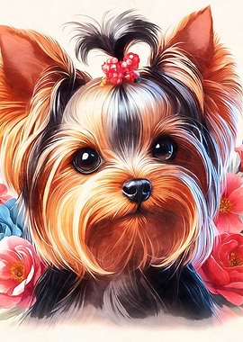 Yorkshire terrier floral