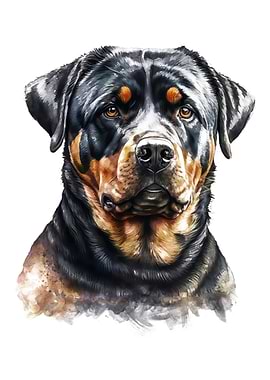 Rottweiler Watercolor Art