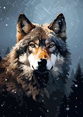 Cool Wolf Winter Pixel Art