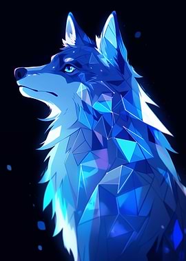 Blue Crystal Wolf Close