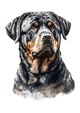 Rottweiler Watercolor Art
