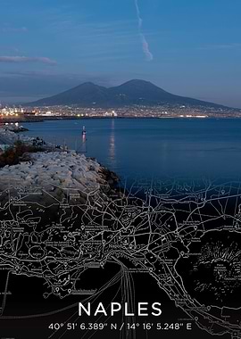 Naples City Map Dark