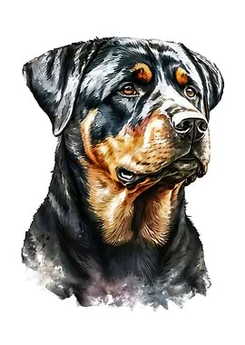 Rottweiler Watercolor Art