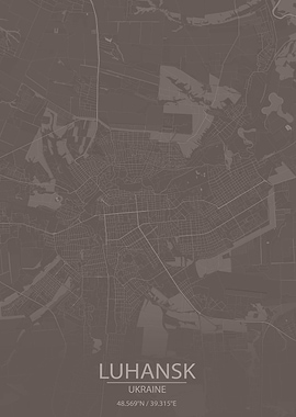 Luhansk Ukraine Brown Map