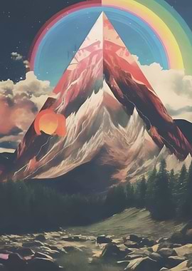 mountain rainbow landscape