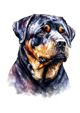 Rottweiler Watercolor Art