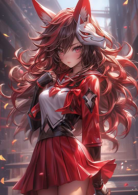 Anime Fox Mask Girl