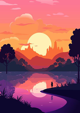 Sunset bay landscape