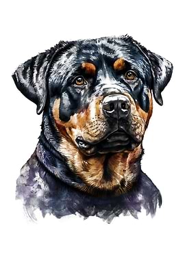 Rottweiler Watercolor Art