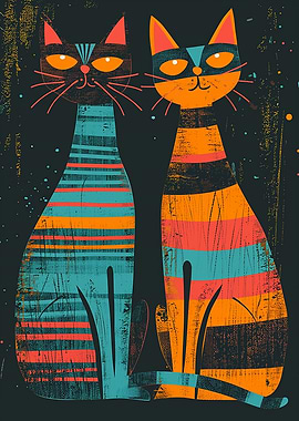 Striped Graffiti Cats