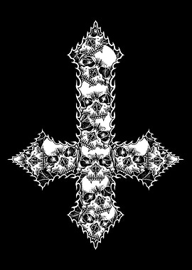 Skulls Inverted Cross