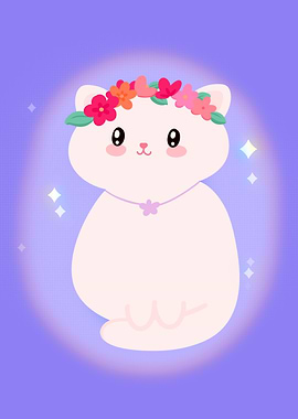 Shy cat floral wreath