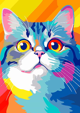 Funny Surprised Cat Pixel