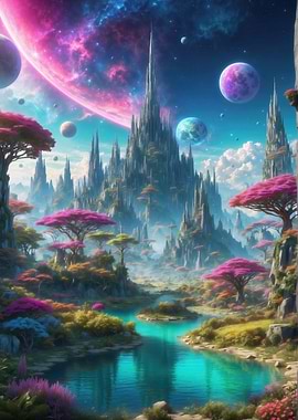 Colorful fantasy landscape