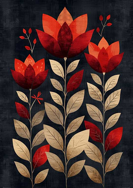 Abstract Red Flowers