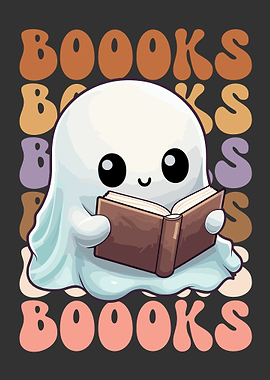Cute Ghost Reading Books