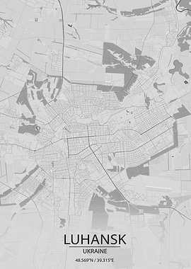 Luhansk UA Light Grey Map