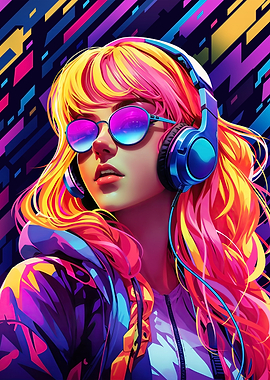 Rainbow Hair Teen Girl