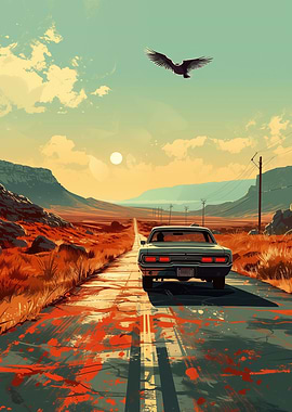 Retro Car Sunset Drive