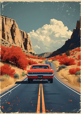 Vintage car on a road