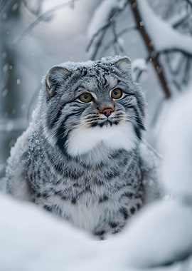 Manul Pallas Cat in Snow