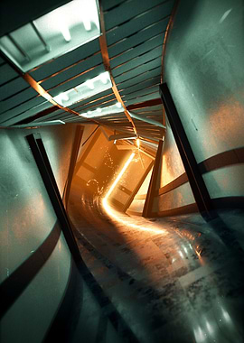 Surreal Twisting Hallway