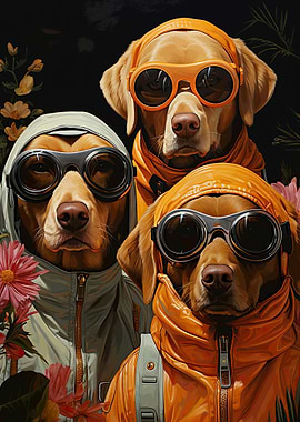 Funny dog wearing glasses