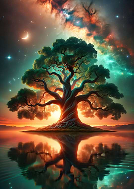 Night Sky Tree in Space