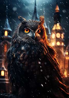 owl in black at night