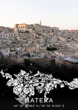 Matera City Map Dark