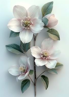 White Flowers Poster