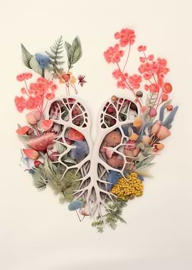 Lungs heart and flowers