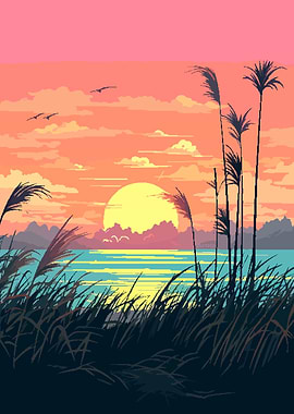 Pastel Hayfield Pixel Art