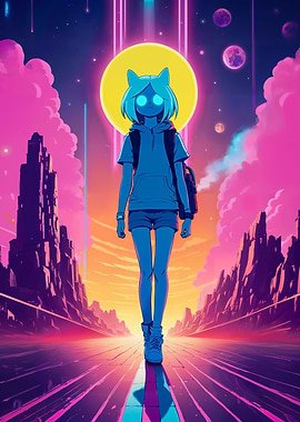 Neon Cyberpunk Neko Girl